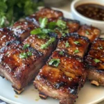 Baked Pork Riblets Recipe in a white plate